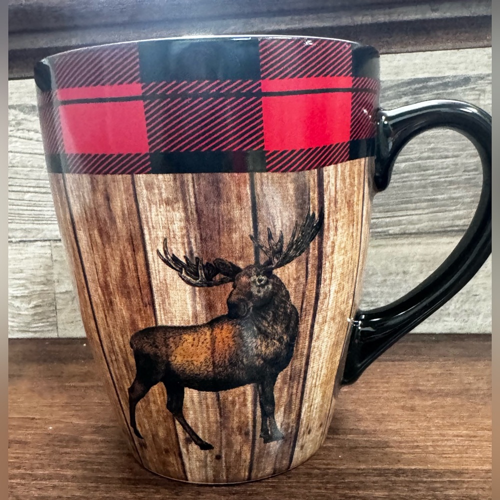Super Cute 🥰 Rustic Moose 🫎 Plaid Lumberjack Giant Mug - NEW